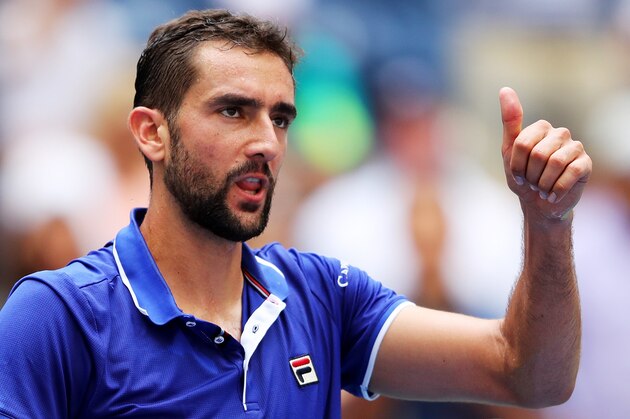 NEW YORK, NY - AUGUST 28:  Marin Cilic of Croatia celebrates his first round Men's Singles match win over Tennys Sandgren of the United States on Day One of the 2017 US Open at the USTA Billie Jean King National Tennis Center on August 28, 2017 in the Flushing neighborhood of the Queens borough of New York City.  (Photo by Richard Heathcote/Getty Images)