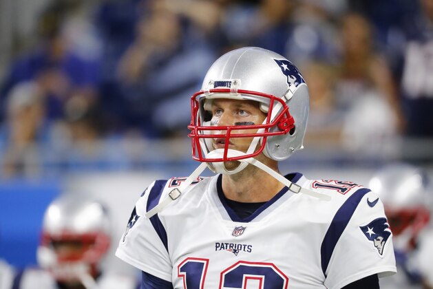 New England Patriots quarterback Tom Brady walks on the field before the first half of an NFL football game against the Detroit Lions, Friday, Aug. 25, 2017, in Detroit. (AP Photo/Rick Osentoski) New England Patriots quarterback Tom Brady walks on the field before the first half of an NFL football game against the Detroit Lions, Friday, Aug. 25, 2017, in Detroit. (AP Photo/Rick Osentoski)
