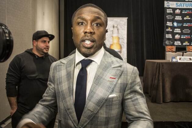 NEW YORK, NY - APRIL 20: Andre Berto at the Porter vs Berto Welterweight fight final press conference at the Marriot Hotel April 20, 2017 in Brooklyn in New York City. (Photo by Bill Tompkins/Getty Images)