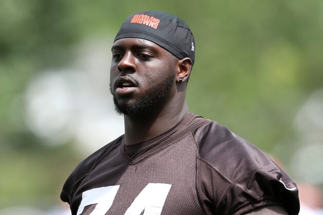 Cleveland Browns offensive guard Cameron Erving (74) during NFL football mini camp at the practice facility Tuesday, June 7, 2016, in Berea, Ohio. (AP Photo/Ron Schwane)