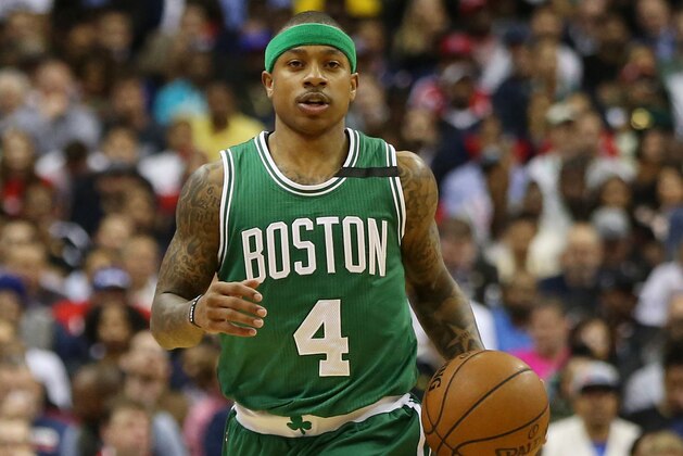 May 4, 2017; Washington, DC, USA; Boston Celtics guard Isaiah Thomas (4) dribbles the ball against the Washington Wizards in game three of the second round of the 2017 NBA Playoffs at Verizon Center. Mandatory Credit: Geoff Burke-USA TODAY Sports