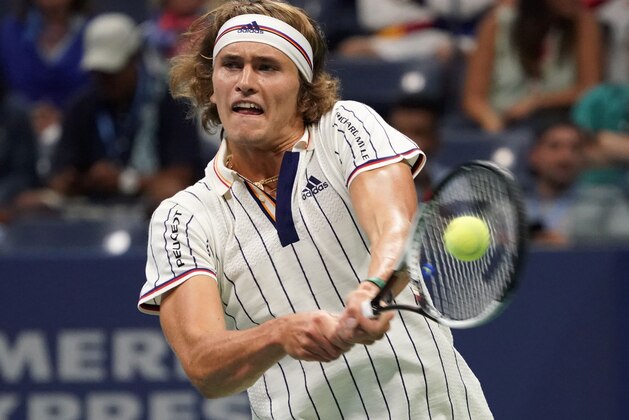 Alexander Zverev of Germany hits a return to Darian King of the US during their Men's Singles match at the 2017 US Open Tennis Tournament August 28, 2017 in New York. / AFP PHOTO / DON EMMERT (Photo credit should read DON EMMERT/AFP/Getty Images) Alexander Zverev of Germany hits a return to Darian King of the US during their Men's Singles match at the 2017 US Open Tennis Tournament August 28, 2017 in New York. / AFP PHOTO / DON EMMERT (Photo credit should read DON EMMERT/AFP/Getty Images)