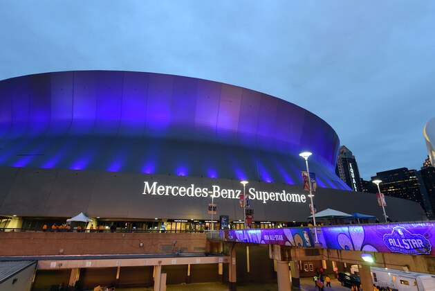 Feb 17, 2017; New Orleans, LA, USA; A general view of the Mercedes-Benz Superdome before the Rising Stars Challenge at Smoothie King Center. Mandatory Credit: Bob Donnan-USA TODAY Sports