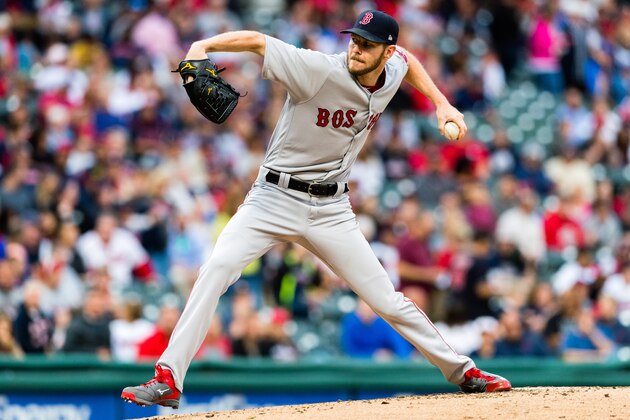CLEVELAND, OH - AUGUST 24: Starter Chris Sale #41 of the Boston Red Sox pitches during the first inning against the Cleveland Indians at Progressive Field on August 24, 2017 in Cleveland, Ohio. (Photo by Jason Miller/Getty Images)