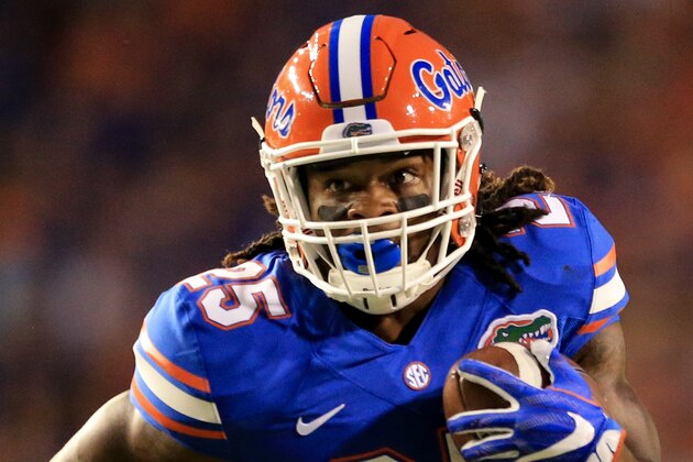 GAINESVILLE, FL - SEPTEMBER 17: Jordan Scarlett #25 of the Florida Gators in action during the game against the North Texas Mean Green at Ben Hill Griffin Stadium on September 17, 2016 in Gainesville, Florida. (Photo by Rob Foldy/Getty Images)
