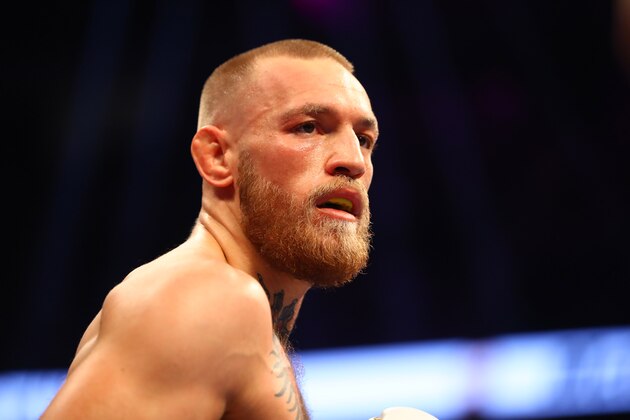 Aug 26, 2017; Las Vegas, NV, USA; Conor McGregor against Floyd Mayweather Jr. (not pictured) during a boxing match at T-Mobile Arena. Mandatory Credit: Mark J. Rebilas-USA TODAY Sports