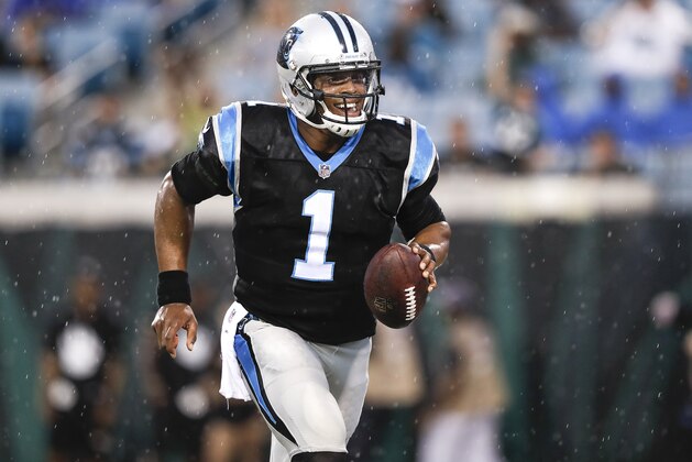 JACKSONVILLE, FL - AUGUST 24: Quarterback Cam Newton #1 of the Carolina Panthers during the game against the Jacksonville Jaguars at EverBank Field on August 24, 2017 in Jacksonville, Florida. The Panthers defeated the Jaguars 24 to 23. (Photo by Don Juan Moore/Getty Images)