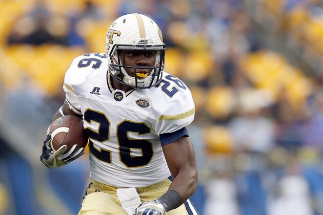 PITTSBURGH, PA - OCTOBER 08:  Dedrick Mills #26 of the Georgia Tech Yellow Jackets in action during the game against Pittsburgh Panthers on October 8, 2016 at Heinz Field in Pittsburgh, Pennsylvania.  (Photo by Justin K. Aller/Getty Images)