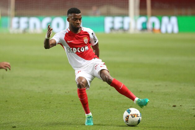 MONACO, MONACO - MAY 17: Thomas Lemar of Monaco in action during the French Ligue 1 match between AS Monaco and AS Saint-Etienne (ASSE) at Stade Louis II on May 17, 2017 in Monaco, Monaco. (Photo by Jean Catuffe/Getty Images)
