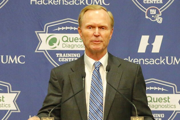 Jan 5, 2016; East Rutherford, NJ, USA;  New York Giants president and chief executive officer John Mara addresses the media during a press conference at Quest Diagnostics Training Center. Mandatory Credit: Jim O'Connor-USA TODAY Sports