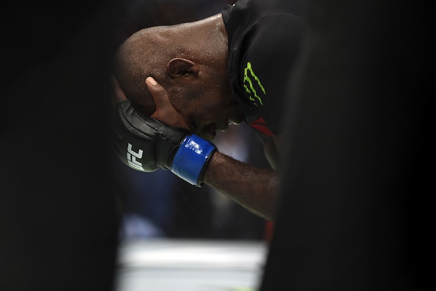 ANAHEIM, CA - JULY 29:  Jon Jones celebrates after defeating Daniel Cormier in their UFC light heavyweight championship bout during the UFC 214 event inside the Honda Center on July 29, 2017 in Anaheim, California. (Photo by Jeff Bottari/Zuffa LLC/Zuffa LLC via Getty Images)