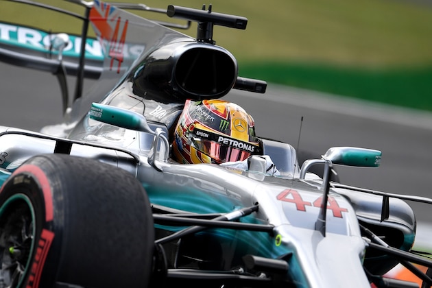 Mercedes' British driver Lewis Hamilton drives during the first practice session at the Autodromo Nazionale circuit in Monza on September 1, 2017 ahead of the Italian Formula One Grand Prix. / AFP PHOTO / ANDREJ ISAKOVIC        (Photo credit should read ANDREJ ISAKOVIC/AFP/Getty Images)