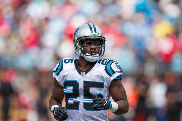 Sep 18, 2016; Charlotte, NC, USA;  Carolina Panthers cornerback Bene' Benwikere (25) lines up during the first quarter against the San Francisco 49ers at Bank of America Stadium. The Panthers defeated the 49ers 46-27. Mandatory Credit: Jeremy Brevard-USA TODAY Sports