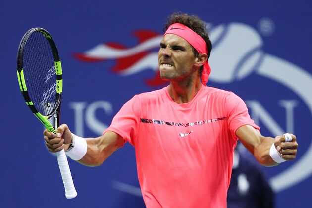 NEW YORK, NY - SEPTEMBER 02:  Rafael Nadal of Spain reacts against Leonardo Mayer of Argentina during their third round Men's Singles match on Day Six of the 2017 US Open at the USTA Billie Jean King National Tennis Center on September 2, 2017 in the Flushing neighborhood of the Queens borough of New York City.  (Photo by Clive Brunskill/Getty Images)