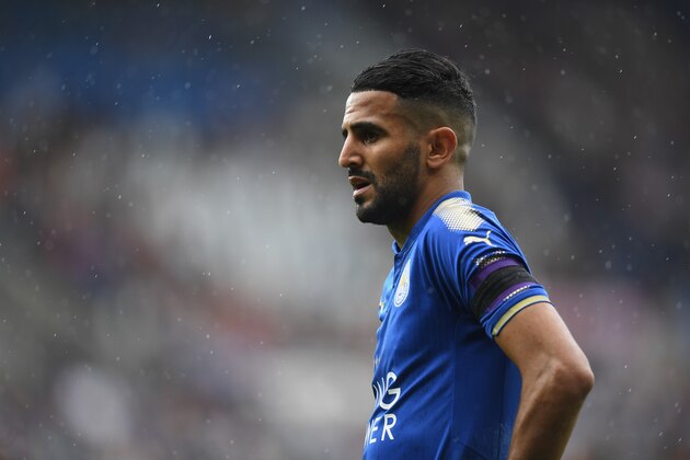 LEICESTER, ENGLAND - AUGUST 19: Riyad Mahrez of Leicester City looks on during the Premier League match between Leicester City and Brighton and Hove Albion at The King Power Stadium on August 19, 2017 in Leicester, England.  (Photo by Michael Regan/Getty Images)