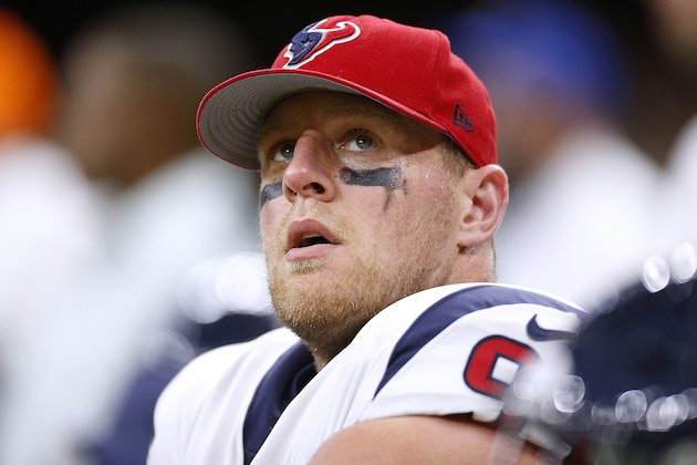 NEW ORLEANS, LA - AUGUST 26:  J.J. Watt #99 of the Houston Texans reacts during the first half of a preseason game against the New Orleans Saints at the Mercedes-Benz Superdome on August 26, 2017 in New Orleans, Louisiana.  (Photo by Jonathan Bachman/Getty Images)