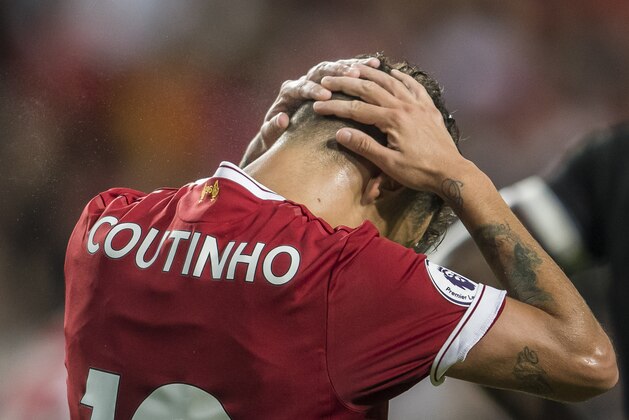 HONG KONG, HONG KONG - JULY 22: Liverpool FC midfielder Philippe Coutinho reacts during the Premier League Asia Trophy match between Liverpool FC and Leicester City FC at Hong Kong Stadium on July 22 2017, in Hong Kong, Hong Kong. (Photo by Victor Fraile/Getty Images)