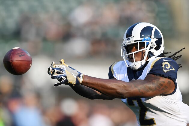 OAKLAND, CA - AUGUST 19:  Sammy Watkins #2 of the Los Angeles Rams warms up during pregame warm ups prior to playing the Oakland Raiders in an NFL preseason football game at Oakland-Alameda County Coliseum on August 19, 2017 in Oakland, California.  (Photo by Thearon W. Henderson/Getty Images)