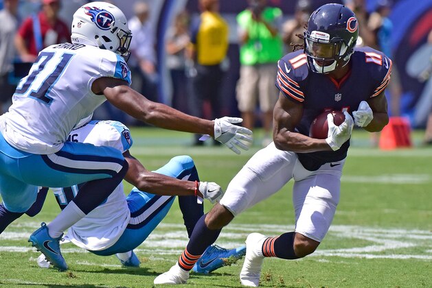 NASHVILLE, TN - AUGUST 27:  Kevin Byard #31 of the Tennessee Titans pursues Kevin White #11 of the Chicago Bears during the first half at Nissan Stadium on August 27, 2017 in Nashville, Tennessee.  (Photo by Frederick Breedon/Getty Images)