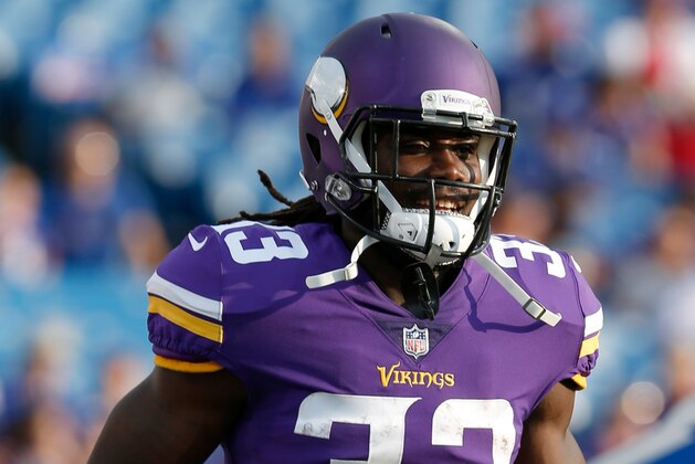 Aug 10, 2017; Orchard Park, NY, USA; Minnesota Vikings running back Dalvin Cook (33) against the Buffalo Bills at New Era Field. Mandatory Credit: Timothy T. Ludwig-USA TODAY Sports