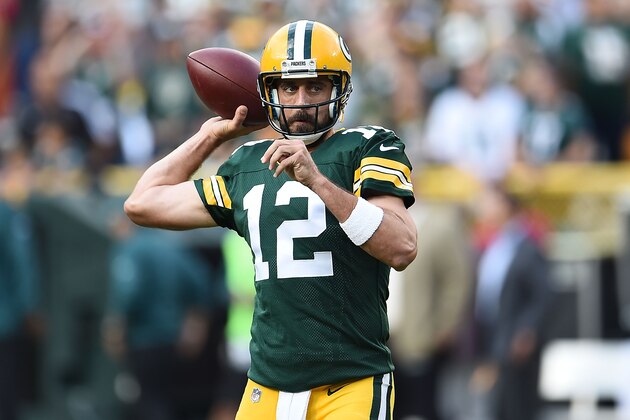GREEN BAY, WI - AUGUST 10:  Aaron Rodgers #12 of the Green Bay Packers participates in warmups prior to a preseason game against the Philadelphia Eagles at Lambeau Field on August 10, 2017 in Green Bay, Wisconsin.  The Packers defeated the Eagles 24-9.  (Photo by Stacy Revere/Getty Images)