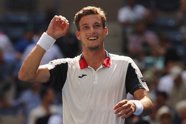 NEW YORK, NY - SEPTEMBER 05:  Pablo Carreno Busta of Spain reacts after defeating Diego Schwartzman of Argentina during his Men's Singles Quarterfinal match on Day Nine of the 2017 US Open at the USTA Billie Jean King National Tennis Center on September 5, 2017 in the Flushing neighborhood of the Queens borough of New York City.  (Photo by Abbie Parr/Getty Images)