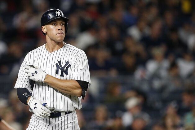 NEW YORK, NY - SEPTEMBER 03: Aaron Judge #99 of the New York Yankees in action against the Boston Red Sox during a game at Yankee Stadium on September 3, 2017 in the Bronx borough of New York City. (Photo by Rich Schultz/Getty Images)