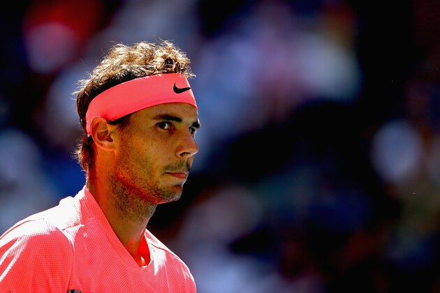 NEW YORK, NY - SEPTEMBER 04:  Rafael Nadal of Spain reacts against Alexandr Dolgopolov of Ukraine during their fourth round Men's Singles match on Day Eight of the 2017 US Open at the USTA Billie Jean King National Tennis Center on September 4, 2017 in the Flushing neighborhood of the Queens borough of New York City.  (Photo by Al Bello/Getty Images)