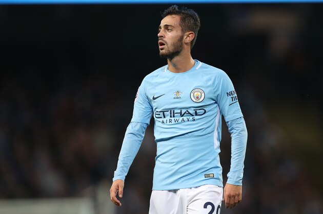 MANCHESTER, ENGLAND - AUGUST 21: Bernardo Silva of Manchester City during the Premier League match between Manchester City and Everton at Etihad Stadium on August 21, 2017 in Manchester, England. (Photo by Robbie Jay Barratt - AMA/Getty Images)