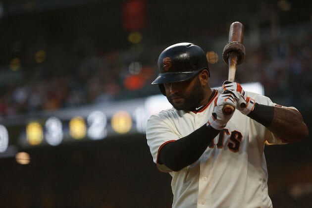SAN FRANCISCO, CA - AUGUST 31: Pablo Sandoval #48 of the San Francisco Giants in the on deck circle during the first inning of the game against the St Louis Cardinals at AT&T Park on August 31, 2017 in San Francisco, California. (Photo by Lachlan Cunningham/Getty Images)