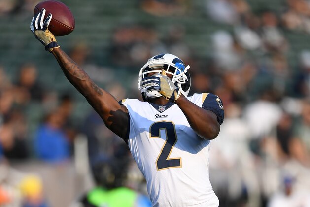 OAKLAND, CA - AUGUST 19:  Sammy Watkins #2 of the Los Angeles Rams warms up during pregame warm ups prior to playing the Oakland Raiders in an NFL preseason football game at Oakland-Alameda County Coliseum on August 19, 2017 in Oakland, California.  (Photo by Thearon W. Henderson/Getty Images)