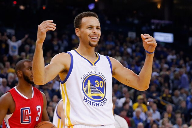 OAKLAND, CA - NOVEMBER 04:  Stephen Curry #30 of the Golden State Warriors complains after being called for his second foul in the first period of their game against the Los Angeles Clippers at ORACLE Arena on November 4, 2015 in Oakland, California. NOTE TO USER: User expressly acknowledges and agrees that, by downloading and or using this photograph, User is consenting to the terms and conditions of the Getty Images License Agreement.  (Photo by Ezra Shaw/Getty Images)