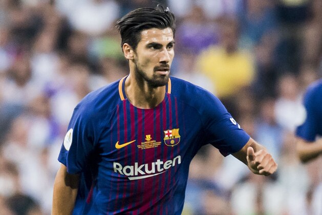 MADRID, SPAIN - AUGUST 16 - Andre Filipe Tavares Gomes of FC Barcelona in action during their Supercopa de Espana Final 2nd Leg match between Real Madrid and FC Barcelona at the Estadio Santiago Bernabeu on 16 August 2017 in Madrid, Spain. (Photo by Power Sport Images/Getty Images)