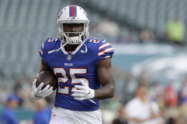 Buffalo Bills' LeSean McCoy is seen during an NFL preseason football game against the Philadelphia Eagles, Thursday, Aug. 17, 2017, in Philadelphia. (AP Photo/Michael Perez)