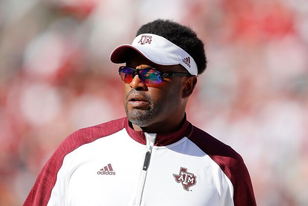 TUSCALOOSA, AL - OCTOBER 22:  Head coach Kevin Sumlin of the Texas A&M Aggies looks on during the game against the Alabama Crimson Tide at Bryant-Denny Stadium on October 22, 2016 in Tuscaloosa, Alabama.  (Photo by Kevin C. Cox/Getty Images)