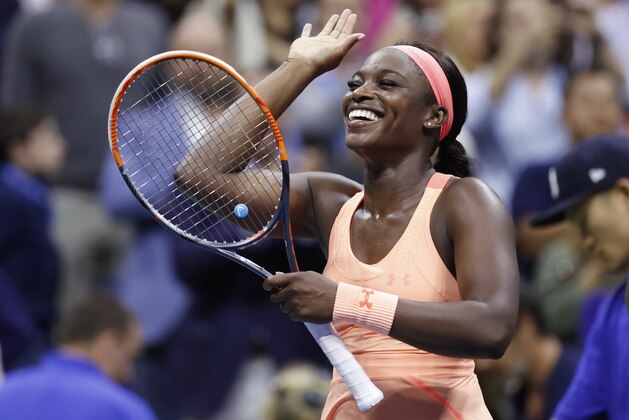 Sloane Stephens, of the United States, reacts after defeating Venus Williams, of the United States, during the semifinals of the U.S. Open tennis tournament, Thursday, Sept. 7, 2017, in New York. (AP Photo/Adam Hunger)