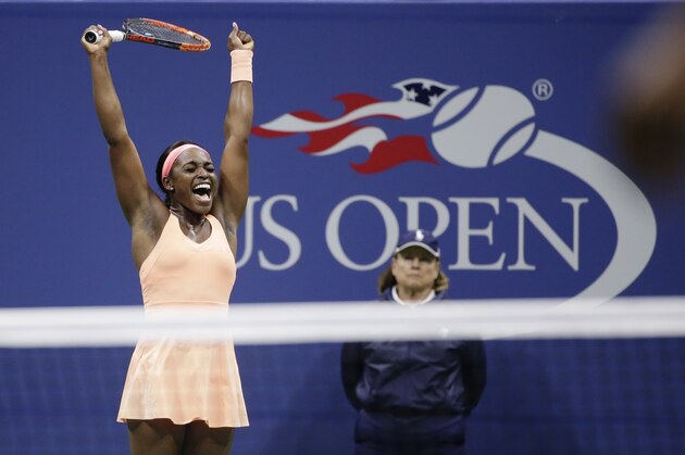 Sloane Stephens, of the United States, reacts after defeating Venus Williams, of the United States, during the semifinals of the U.S. Open tennis tournament, Thursday, Sept. 7, 2017, in New York. (AP Photo/Seth Wenig) Sloane Stephens, of the United States, reacts after defeating Venus Williams, of the United States, during the semifinals of the U.S. Open tennis tournament, Thursday, Sept. 7, 2017, in New York. (AP Photo/Seth Wenig)