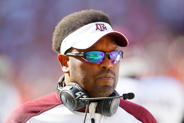 TUSCALOOSA, AL - OCTOBER 22:  Head coach Kevin Sumlin of the Texas A&M Aggies walks onto the field prior to facing the Alabama Crimson Tide at Bryant-Denny Stadium on October 22, 2016 in Tuscaloosa, Alabama.  (Photo by Kevin C. Cox/Getty Images)
