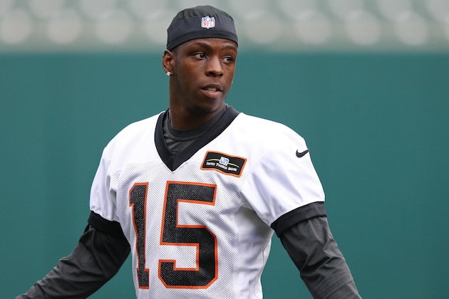 Jun 13, 2017; Cincinnati, OH, USA; Cincinnati Bengals wide receiver John Ross (15) looks on as teammates run drills during minicamp at Paul Brown Stadium. Mandatory Credit: Aaron Doster-USA TODAY Sports