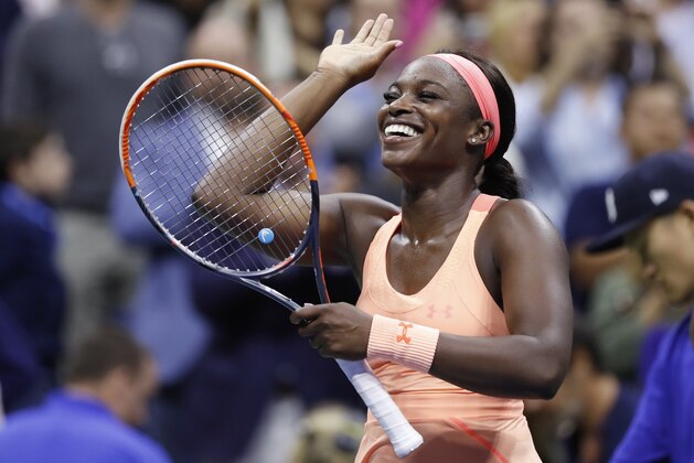 Sloane Stephens, of the United States, reacts after defeating Venus Williams, of the United States, during the semifinals of the U.S. Open tennis tournament, Thursday, Sept. 7, 2017, in New York. (AP Photo/Adam Hunger)