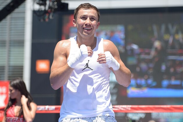 LOS ANGELES, CA - AUGUST 28:  Gennady 'GGG' Golovkin hosts fans for an open workout at LA LIVE on August 28, 2017 in Los Angeles, California.  Chivas Regal has teamed up with GGG for The Chivas Fight Club, an initiative centered on boxing that extends to every individual with a fighting spirit from communities nationwide.  (Photo by Charley Gallay/Getty Images for Chivas Regal)