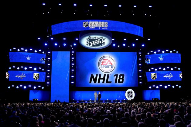 LAS VEGAS, NV - JUNE 21:  The cover for EA Sports NHL18 is revealed with Connor McDavid of the Edmonton Oilers on the cover during the 2017 NHL Awards and Expansion Draft at T-Mobile Arena on June 21, 2017 in Las Vegas, Nevada.  (Photo by Ethan Miller/Getty Images)