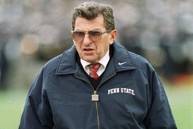 FILE - In this Oct. 23, 1999, file photo, Penn State coach Joe Paterno paces the sideline in the first quarter against Purdue in West Lafayette, Ind. The one constant in college football over the last 80 years has been the AP poll. It has helped link the past with the present and provided perspective. (AP Photo/Tom Strickland, File)