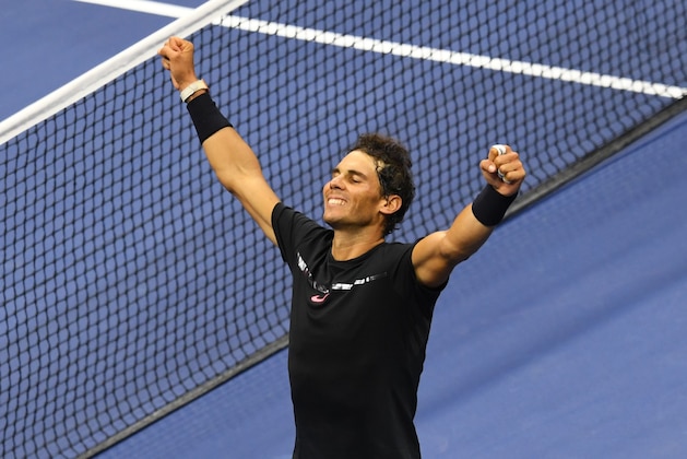 TOPSHOT - Rafael Nadal of Spain celebrates victory over Juan Martin del Potro of Argentina in their 2017 US Open Men's Singles semifinals match at the USTA Billie Jean King National Tennis Center in New York on September 8, 2017. / AFP PHOTO / DON EMMERT (Photo credit should read DON EMMERT/AFP/Getty Images) TOPSHOT - Rafael Nadal of Spain celebrates victory over Juan Martin del Potro of Argentina in their 2017 US Open Men's Singles semifinals match at the USTA Billie Jean King National Tennis Center in New York on September 8, 2017. / AFP PHOTO / DON EMMERT (Photo credit should read DON EMMERT/AFP/Getty Images)