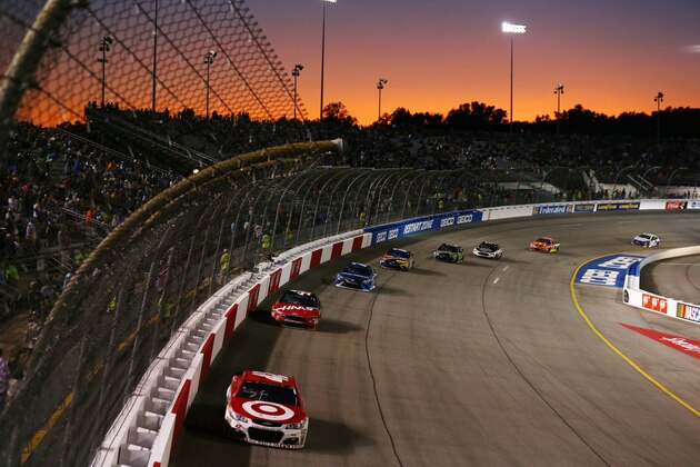 RICHMOND, VA - SEPTEMBER 09:  Kyle Larson, driver of the #42 Target Chevrolet, leads a pack of cars during the Monster Energy NASCAR Cup Series Federated Auto Parts 400 at Richmond Raceway on September 9, 2017 in Richmond, Virginia.  (Photo by Sarah Crabill/Getty Images)