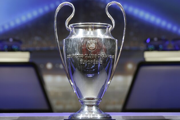 The trophy of UEFA Champions League is put on display before the UEFA Champions League draw at the Grimaldi Forum, in Monaco, Thursday, Aug. 24, 2017. (AP Photo/Claude Paris)