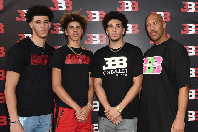 CHINO, CA - SEPTEMBER 02:  (L-R) Lonzo Ball, LaMelo Ball, LiAngelo Ball and LaVar Ball attend Melo Ball's 16th Birthday on September 2, 2017 in Chino, California.  (Photo by Joshua Blanchard/Getty Images for Crosswalk Productions )