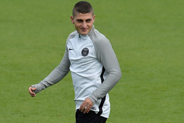 PARIS, FRANCE - SEPTEMBER 11:  Marco Verratti of Paris Saint-Germain reacts before a Paris Saint-Germain training session at Centre Ooredoo on September 11, 2017 in Saint-Germain en Laye, Paris France.  (Photo by Aurelien Meunier/Getty Images)