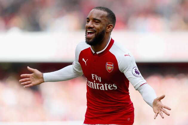LONDON, ENGLAND - SEPTEMBER 09: Alexandre Lacazette of Arsenal celebrates scoring his sides second goal during the Premier League match between Arsenal and AFC Bournemouth at Emirates Stadium on September 9, 2017 in London, England.  (Photo by Clive Rose/Getty Images)