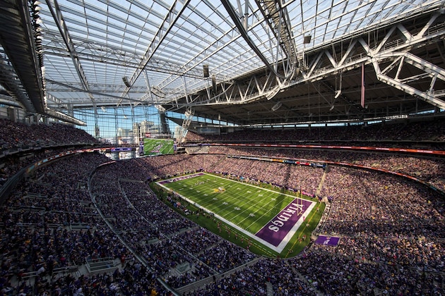 Oct 9, 2016; Minneapolis, MN, USA; A general view of U.S. Bank Stadium during the third quarter between the Minnesota Vikings and Houston Texans. The Vikings defeated the Texans 31-13. Mandatory Credit: Brace Hemmelgarn-USA TODAY Sports